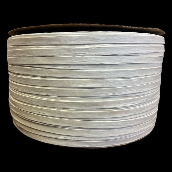 A 35lb Reel of White Fiber Splint on black background from the front.