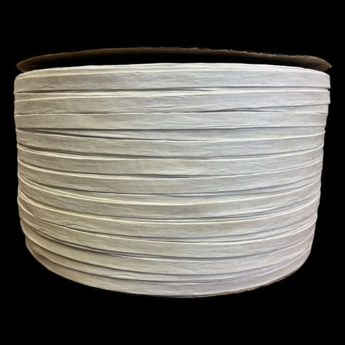 A 35lb Reel of White Fiber Splint on black background from the front.