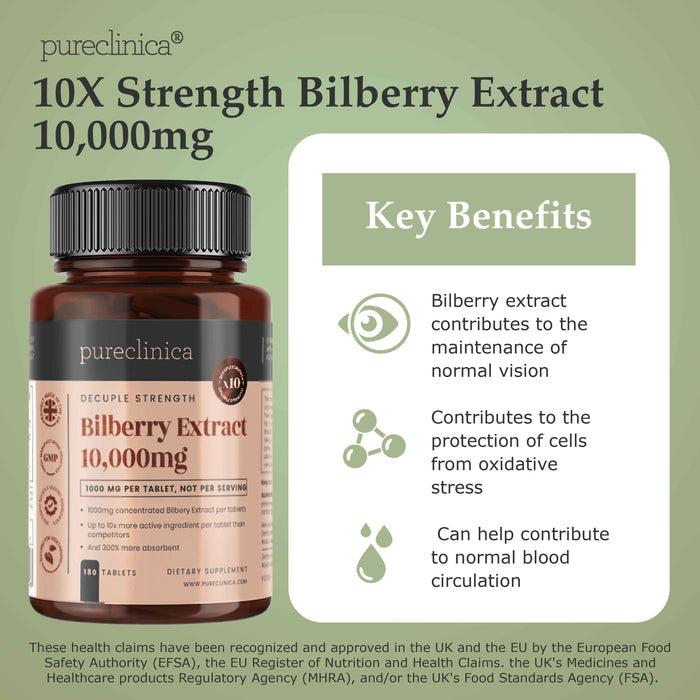 Bilberry Extract 10,000mg x 180 tablets