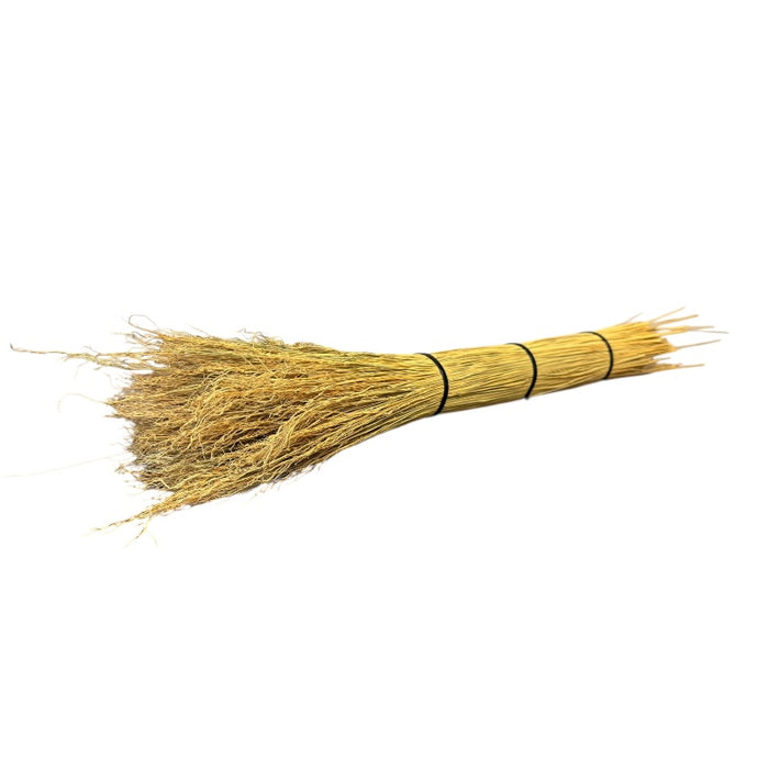 Broom with natural bristles on a white background