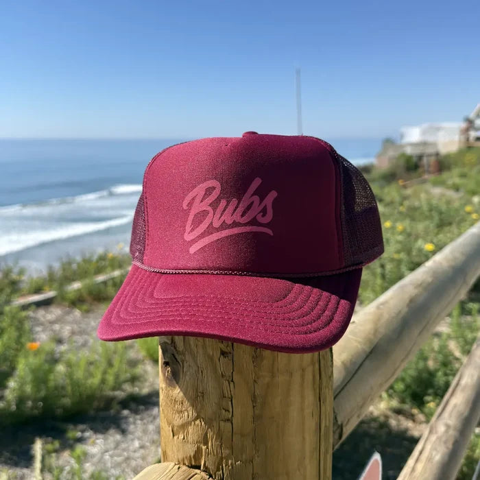 BUBS Burgundy Trucker Hat side view