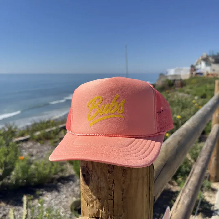 BUBS Coral Trucker Hat side view