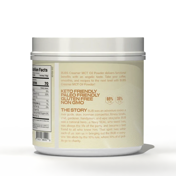 BUBS Butter MCT Oil Creamer side label