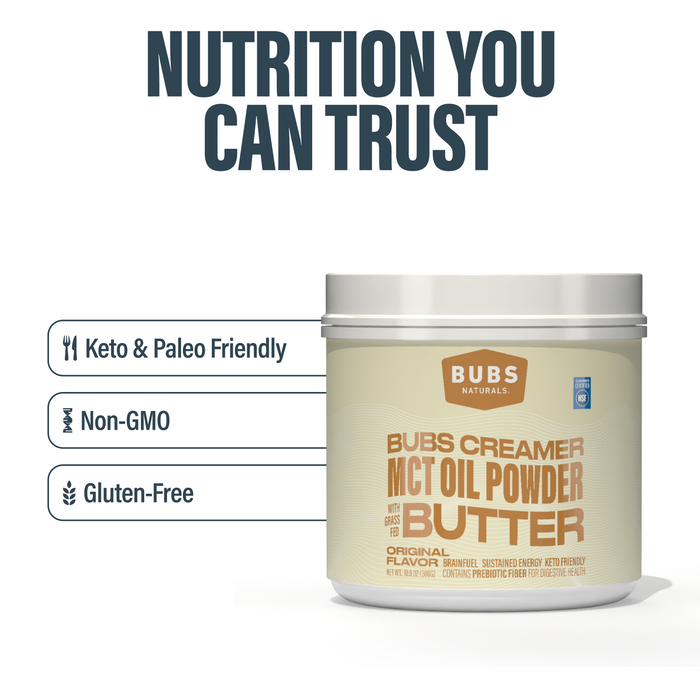 Nutrition facts for BUBS Butter MCT Oil Creamer