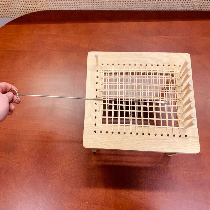 Caning Needle demonstration showing the Caning Needle being used to weave strand cane.