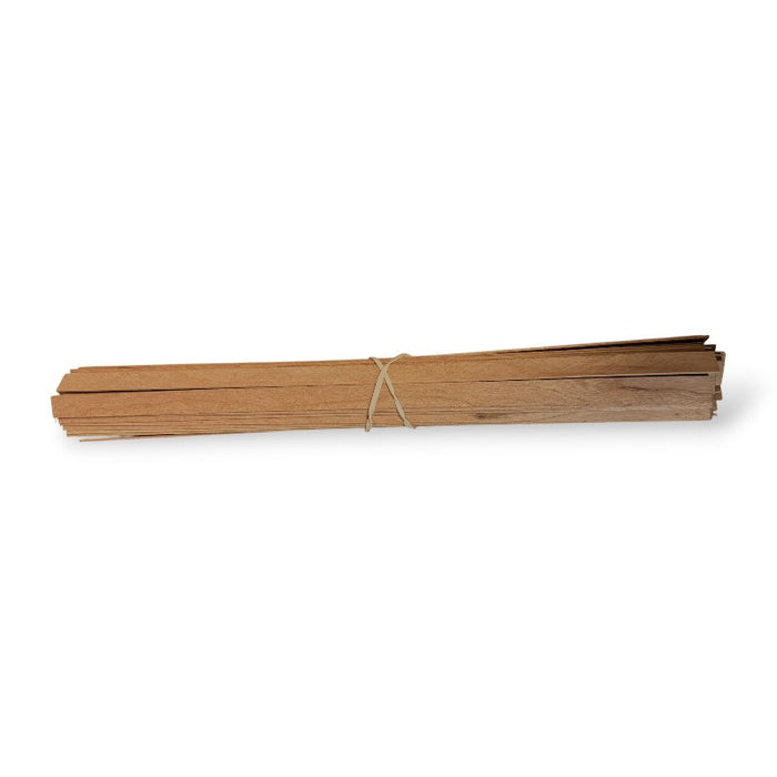 13.5 Inch Cherry Wood Stave Pack strips for Nantucket Basket Weaving on white background