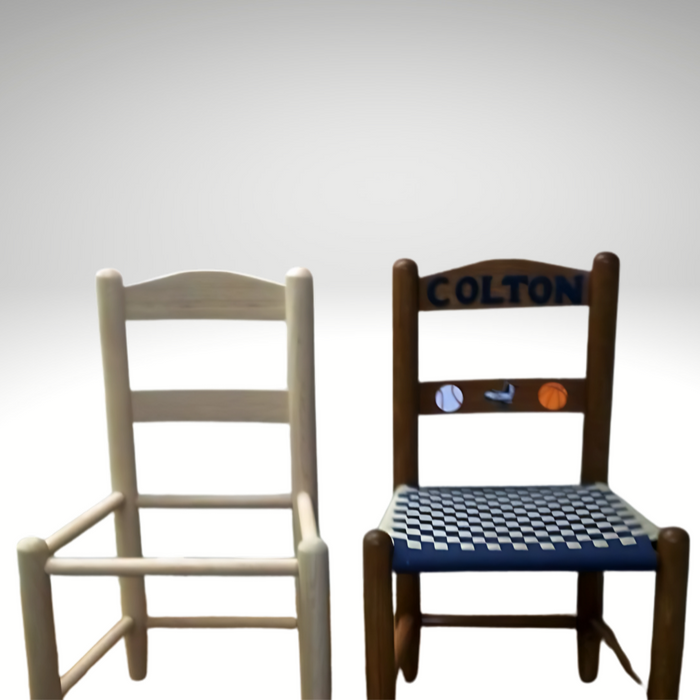 Chair Frame only next to a completed and restored chair.