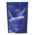 Blue package of creatine monohydrate supplement with 'clean nutrition' branding.