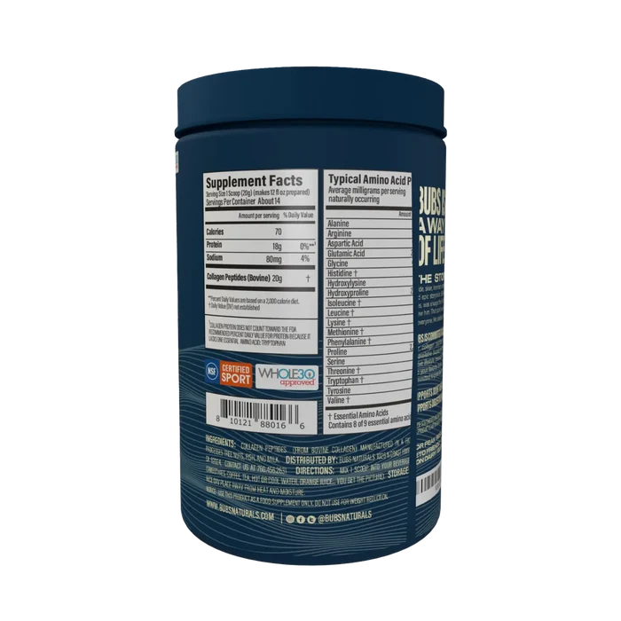 Nutrition facts for BUBS Collagen Peptides
