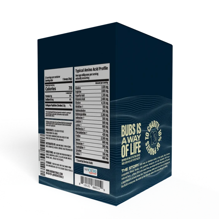 Collagen Protein Stick Pack CASE PACK (6) BUBS NATURALS, Back Label