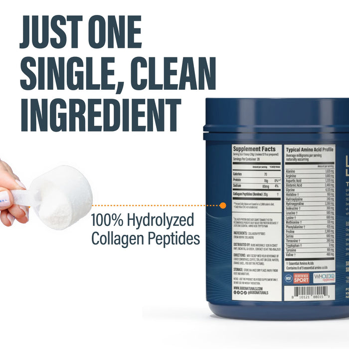 Single-ingredient BUBS Naturals Collagen Peptides with nutrition facts