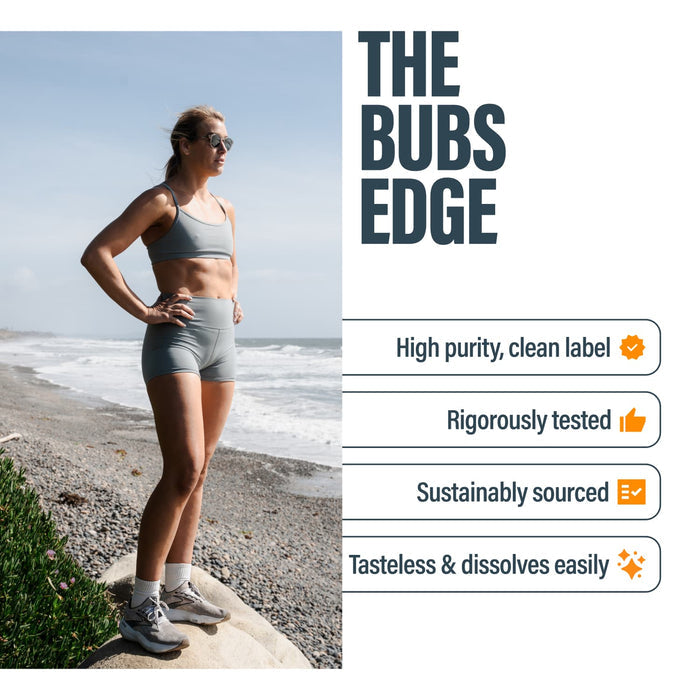 Woman outdoors holding BUBS Naturals Collagen Peptides