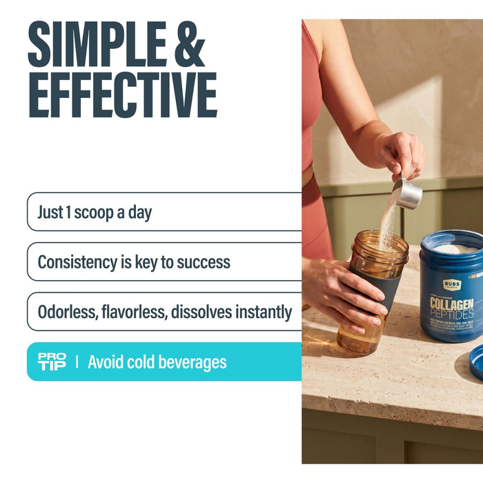 Single-ingredient BUBS Naturals Collagen Peptides with nutrition facts
