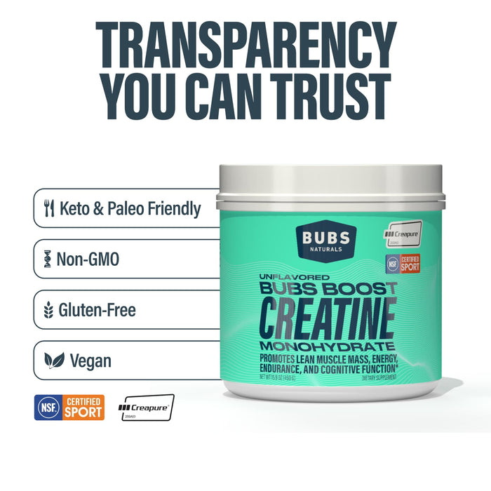 Third-party tested BUBS Boost Creatine Monohydrate
