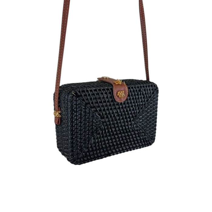 Black Wicker Crossbody Bag