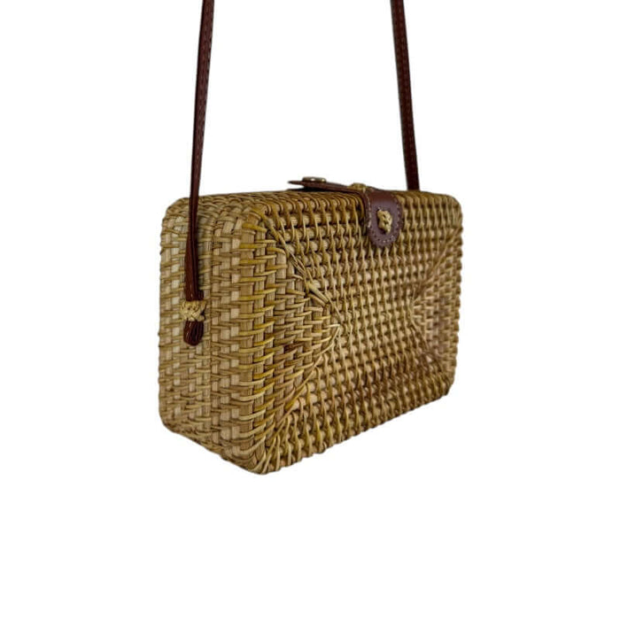 Natural Wicker Crossbody Bag