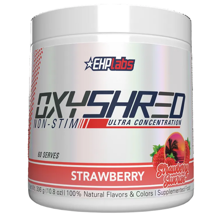 OxyShred supplement container with ExoLabs branding on a white background