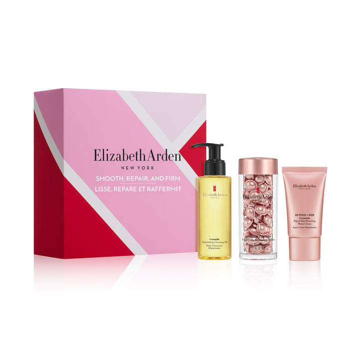 Elizabeth Arden skincare set with three products on a white background
