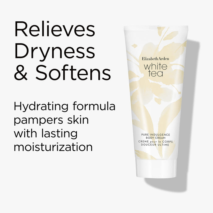 Elizabeth Arden White Tea body cream with text on a white background