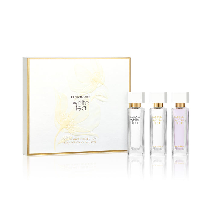 Elizabeth Arden White Tea perfume set with packaging on a white background