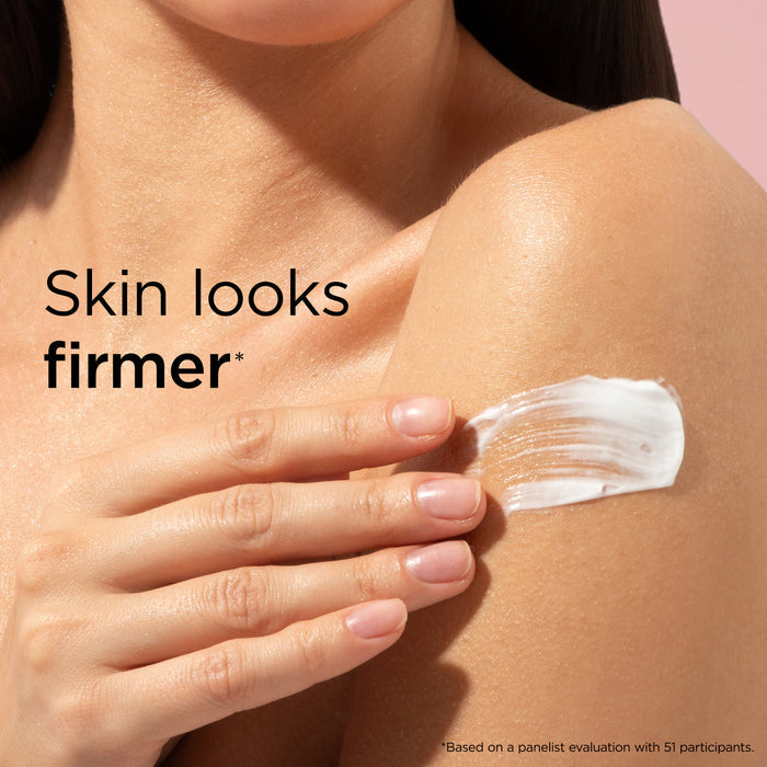 Applying Eternal Aura Body Balm moisturiser to shoulder for smoother, firmer-looking skin