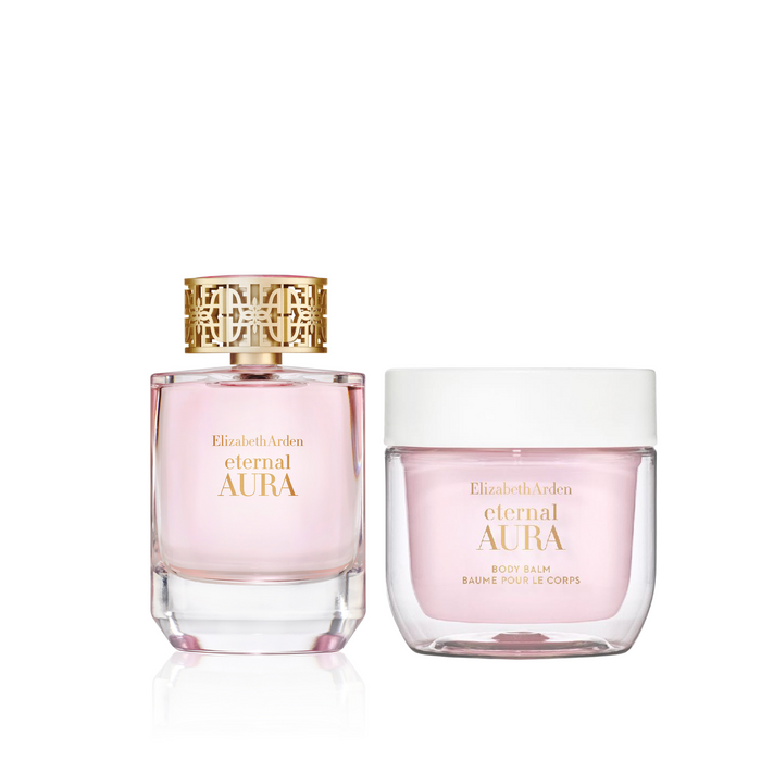 Two Elizabeth Arden Eternal Aura products on a white background