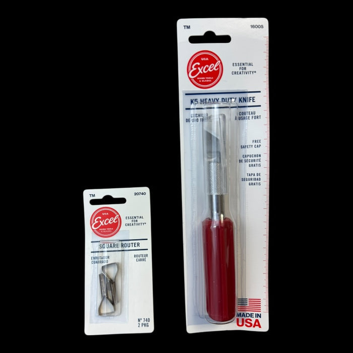 Excel K5 Heavy Duty Precision Cutter Knife and Square Router Set