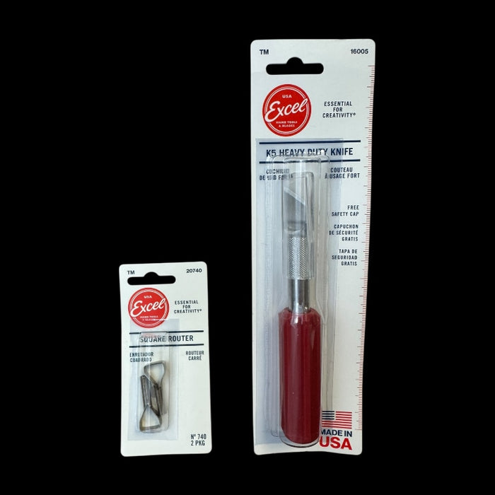 Excel K5 Heavy Duty Precision Cutter Knife and Square Router Set