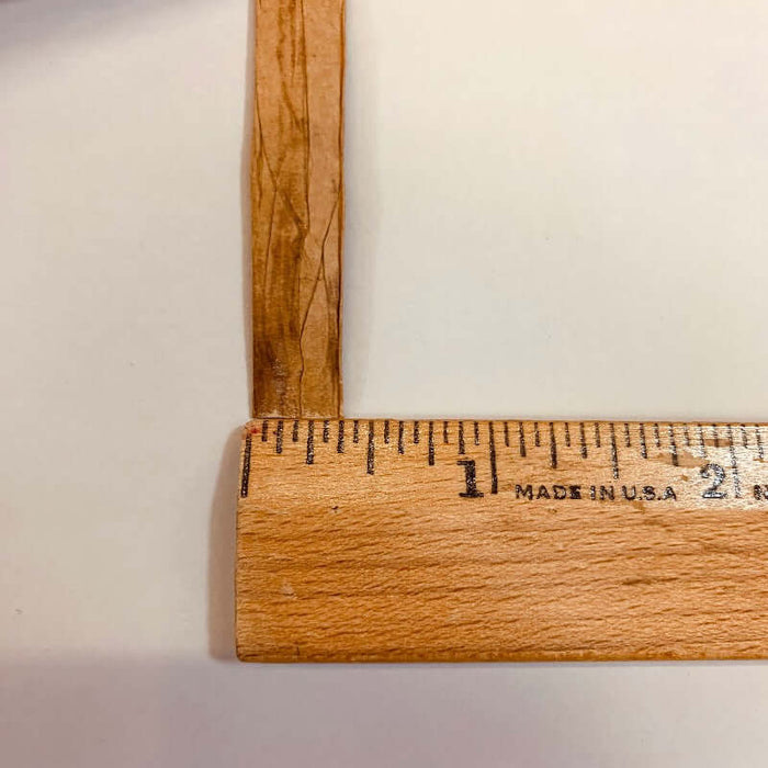 Fiber Splint placed next to a ruler to show the width of the material is 3/8 inches wide