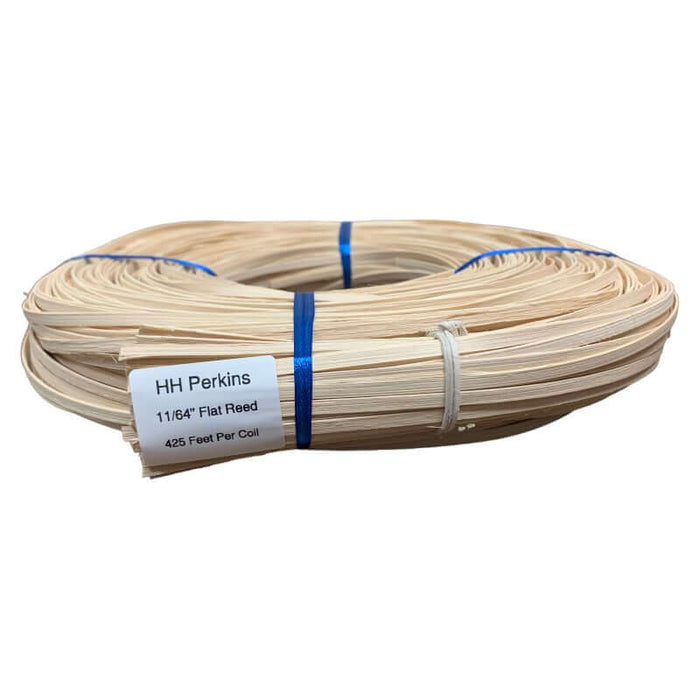 11/64" Flat Reed coil with HH Perkins product tag one pound coil of Flat Reed measuring 425 feet per coil.