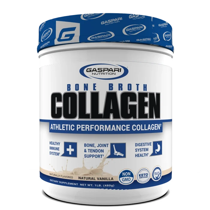 Gaspari Nutrition Bone Broth Collagen supplement container on a white background