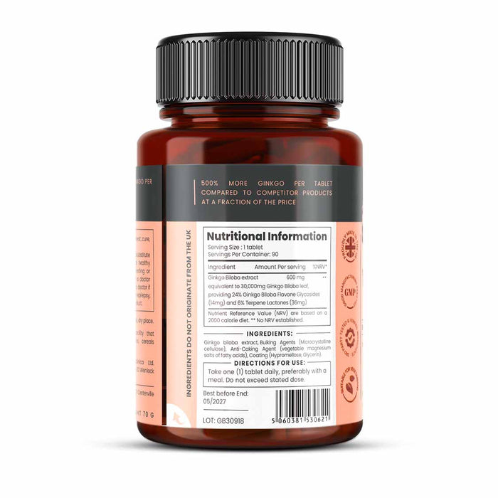 Ginkgo Biloba 30,000mg x 90 tablets