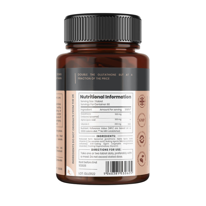 Glutathione 500mg + ALA 300mg + Vitamin C 200mg x 60 tablets