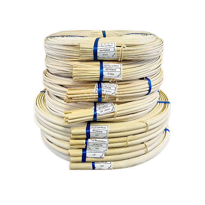 Half Round Reed coils stacked on one another by size.