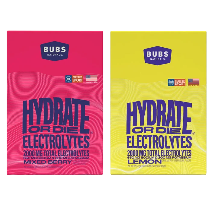 BUBS Hydrate or Die Mixed Berry and Lemon electrolyte bundle