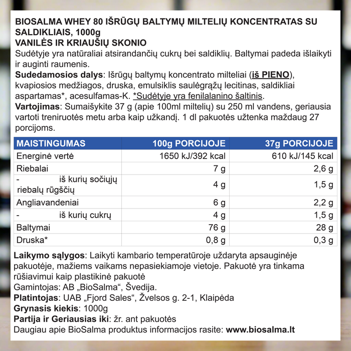 Išrūgų Proteinas Kriaušių ir Vanilės skonio, 1kg – nuotrauka 2