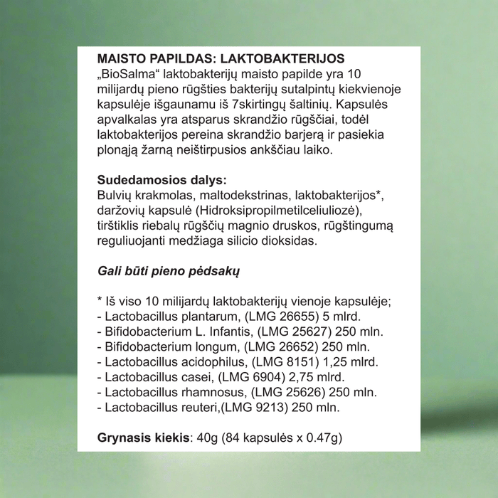 Lakto bakterijos, 84 kapsulių – nuotrauka 3