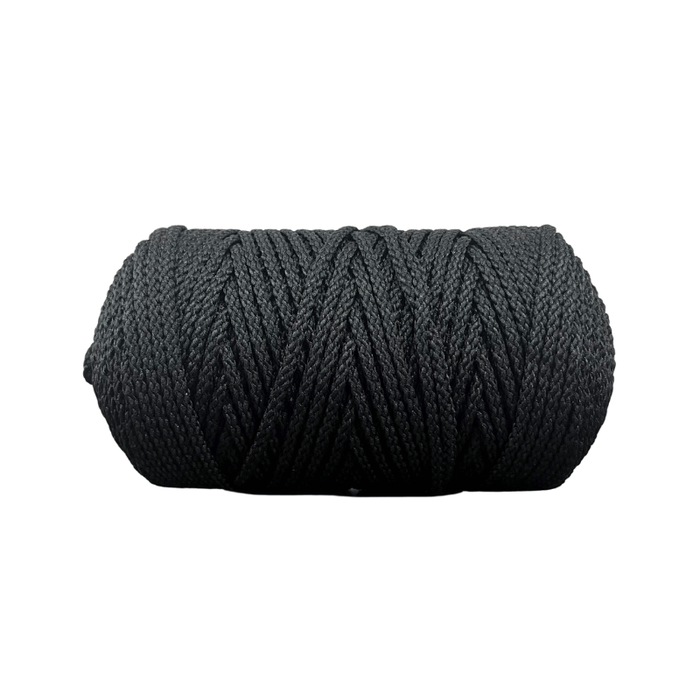 100 Yard Spool of Black Macrame Craft Cord on white background sold by HH Perkins Co.