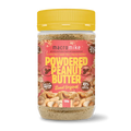 Jar of Macromike Powdered Peanut Butter on a white background