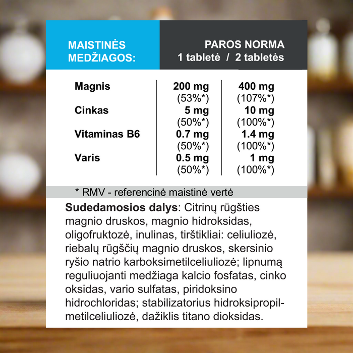 Magnis su Cinku, Variu Ir Vitaminu B6, 120 tablečių – nuotrauka 2