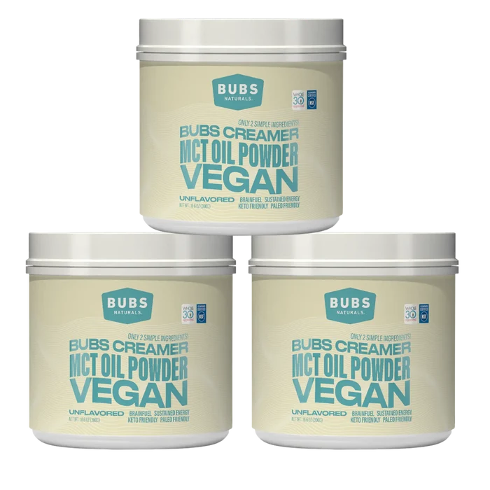 BUBS MCT Oil Powder Vegan 10 oz tub bundle