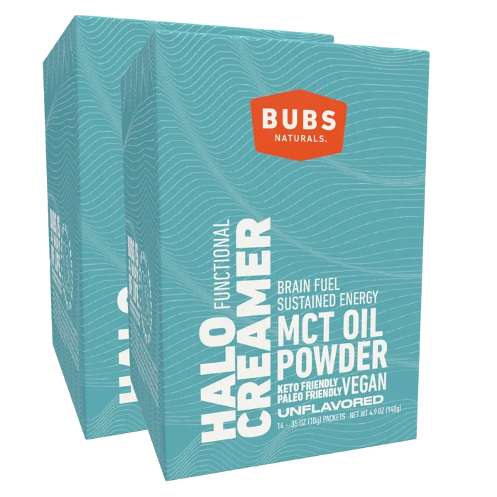 BUBS Naturals MCT Oil Powder, Vegan Halo Functional Creamer, 14ct travel pack, bundle of 2