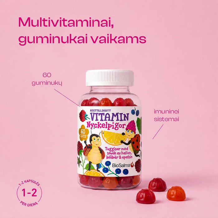 Multivitaminai guminukai vaikams „BORUŽĖLĖS“, 60 guminukų