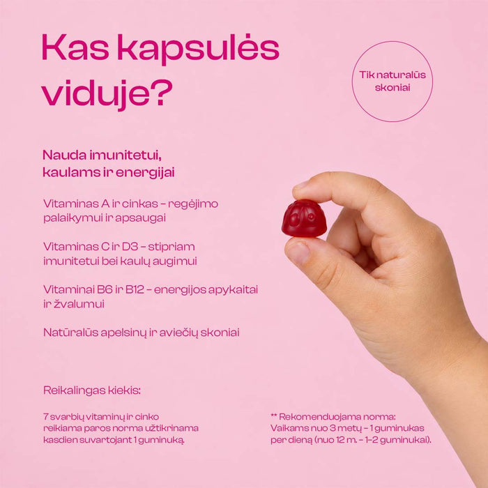 Multivitaminai guminukai vaikams „BORUŽĖLĖS“, 60 guminukų