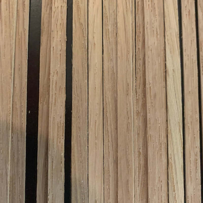 Oak Staves from HH Perkins lined up next to each other on brown table.