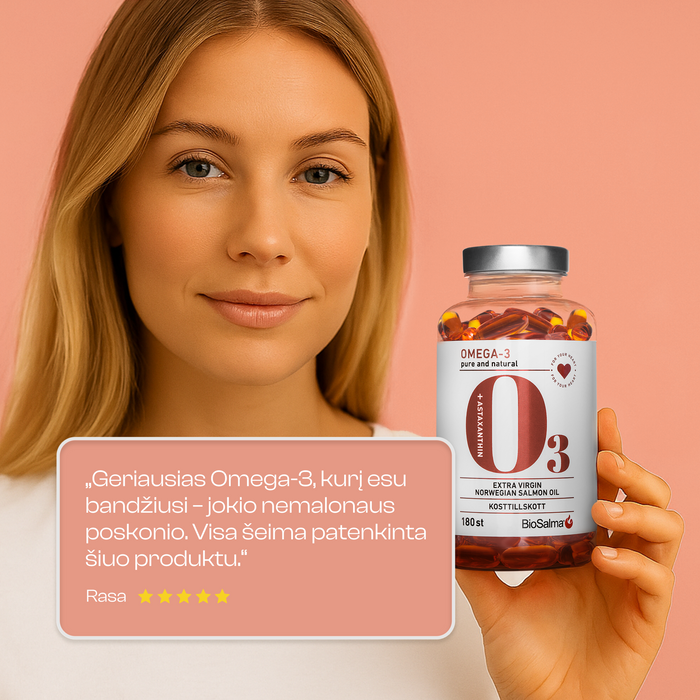Omega-3 Tyri norvegiškų lašišų žuvų taukai, 180 kapsulių – nuotrauka 6