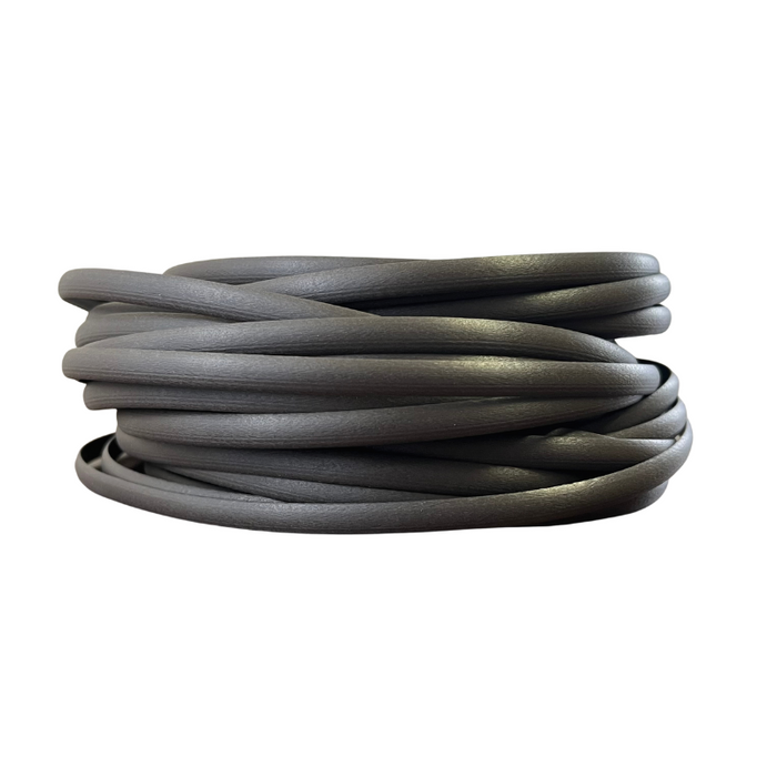 6-7mm flat oval plastic binder cane dark brown on white background sold by HH Perkins co.