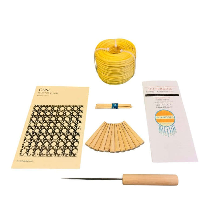 Medium 3mm Plastic Strand Cane Kit with booklet, corner plugs, pegs, awl, and best practice sheet