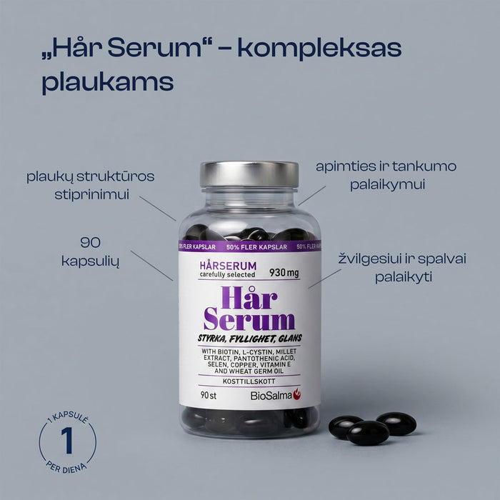 Plaukų serumas, 90 kapsulių
