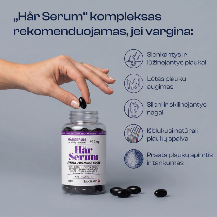 Plaukų serumas, 90 kapsulių